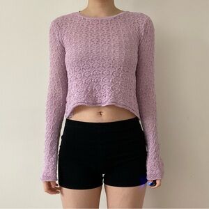 Zara pointelle crochet lilac purple top